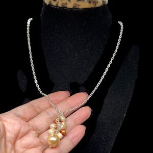 Rice pearls pendant/necklace silver plated